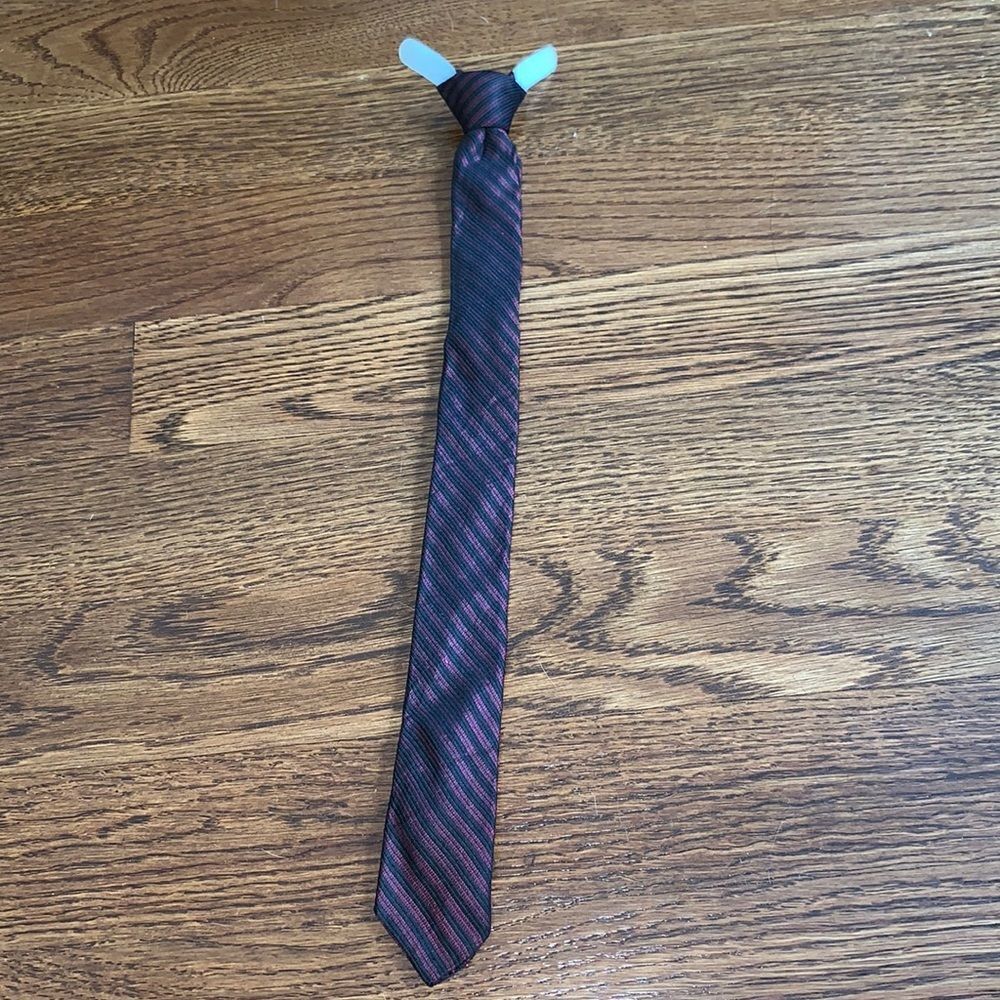 Vtg 60s‎ burgundy & black little boys clip on tie
